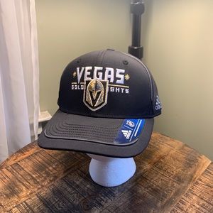 Adidas Mens NHL Las Vegas Knights Charcoal Structured Adjustable Cap Hat New